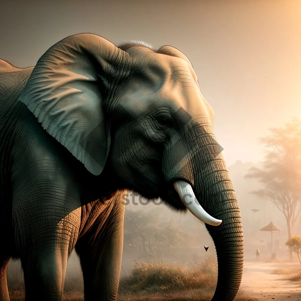 Picture of Powerful tusker in a wildlife safari