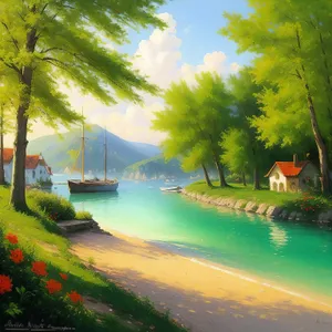 Tranquil beach getaway under sunny skies and palm trees.