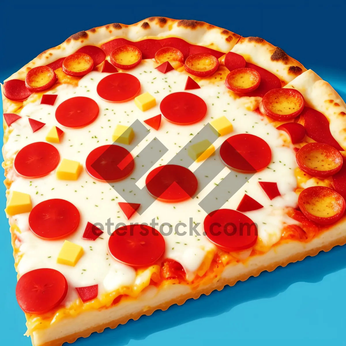 Picture of Delicious Gourmet Pizza Slice on Plate