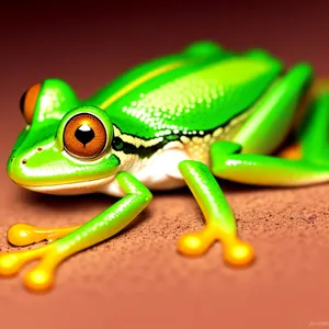 Vibrant Eyed Tree Frog on Leaf