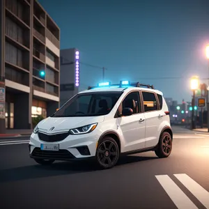 Modern Luxury Car Speeding through Urban Traffic