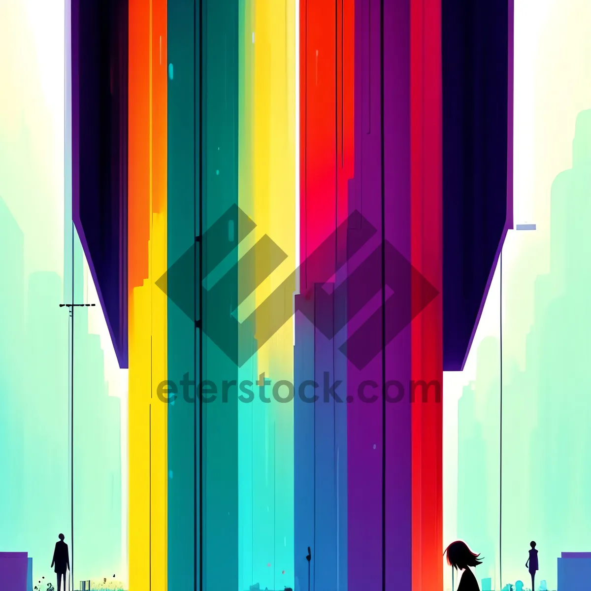 Picture of Colorful Lines: Vibrant Design for Rainbow Wallpaper