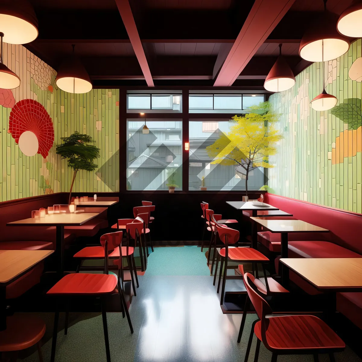 Picture of Modern Luxury Restaurant Interior Design with Wooden Furniture