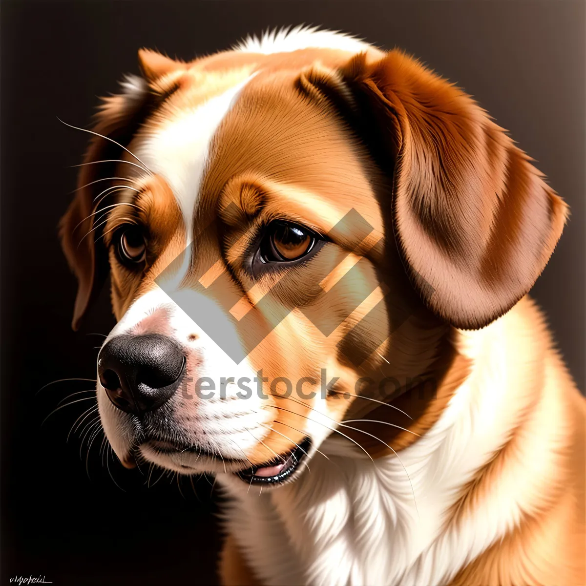 Picture of Adorable Brown Beagle Puppy with Leash