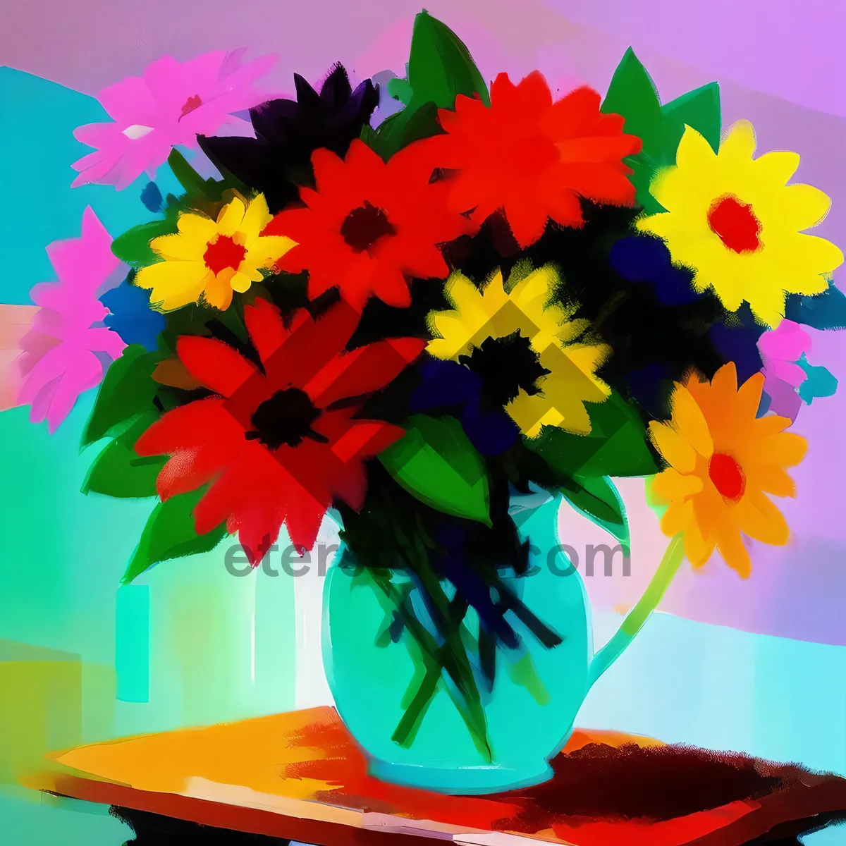 Picture of Colorful Summer Garden Bouquet with Sunflowers