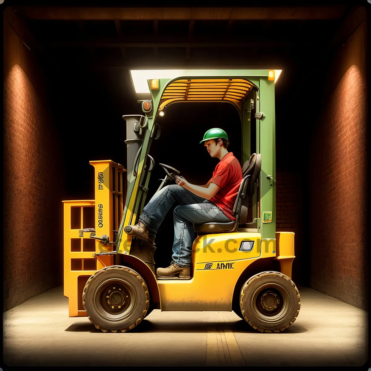 Picture of Yellow Wheel Loader in Industrial Construction Work