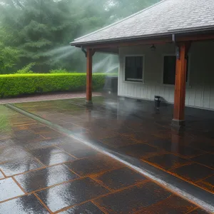 New Residential Home's Stunning Patio and Garage Area