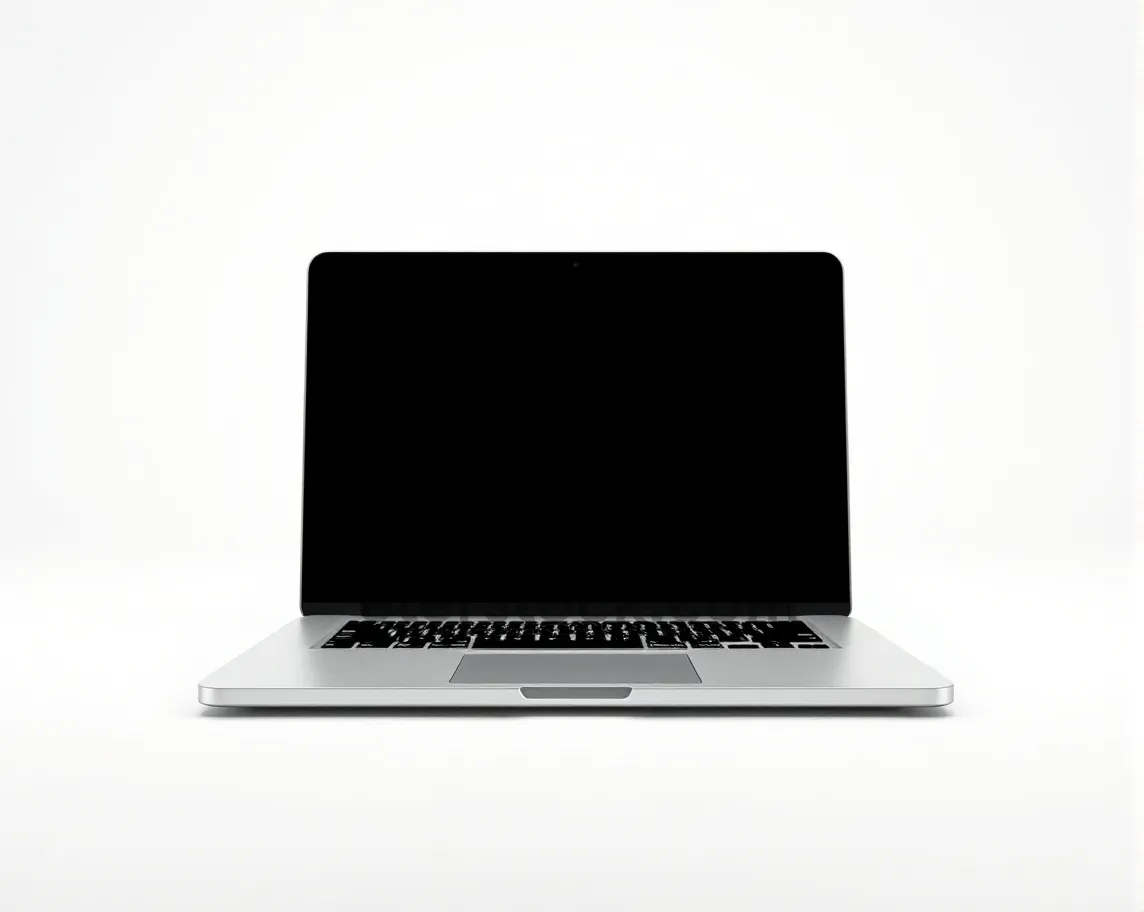 Picture of Modern laptop with black design and empty screen