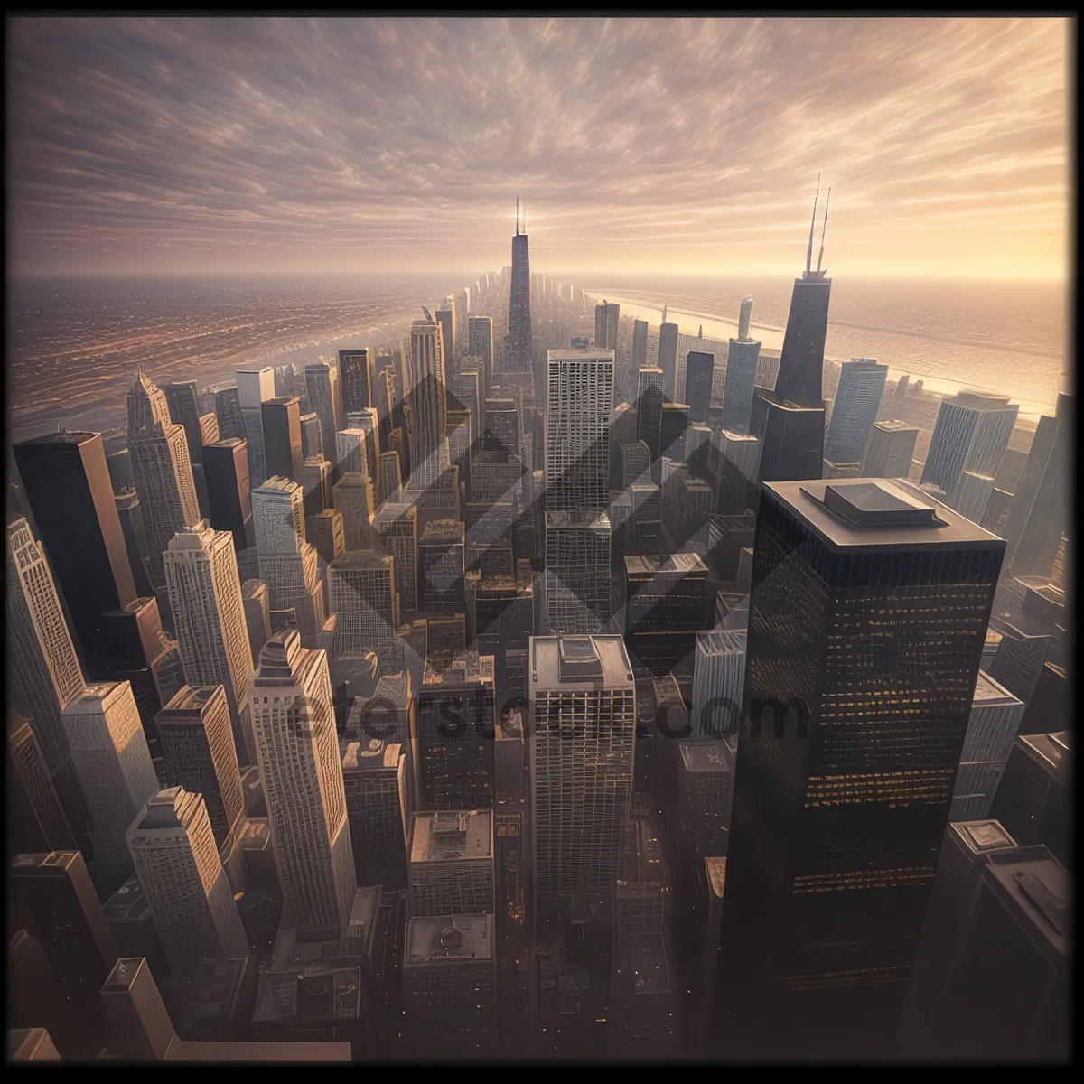 Picture of Urban Skylines: A Modern Metropolis at Sunset