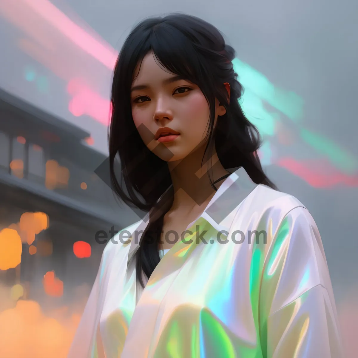 Picture of Attractive brunette woman smiling - portrait photo model