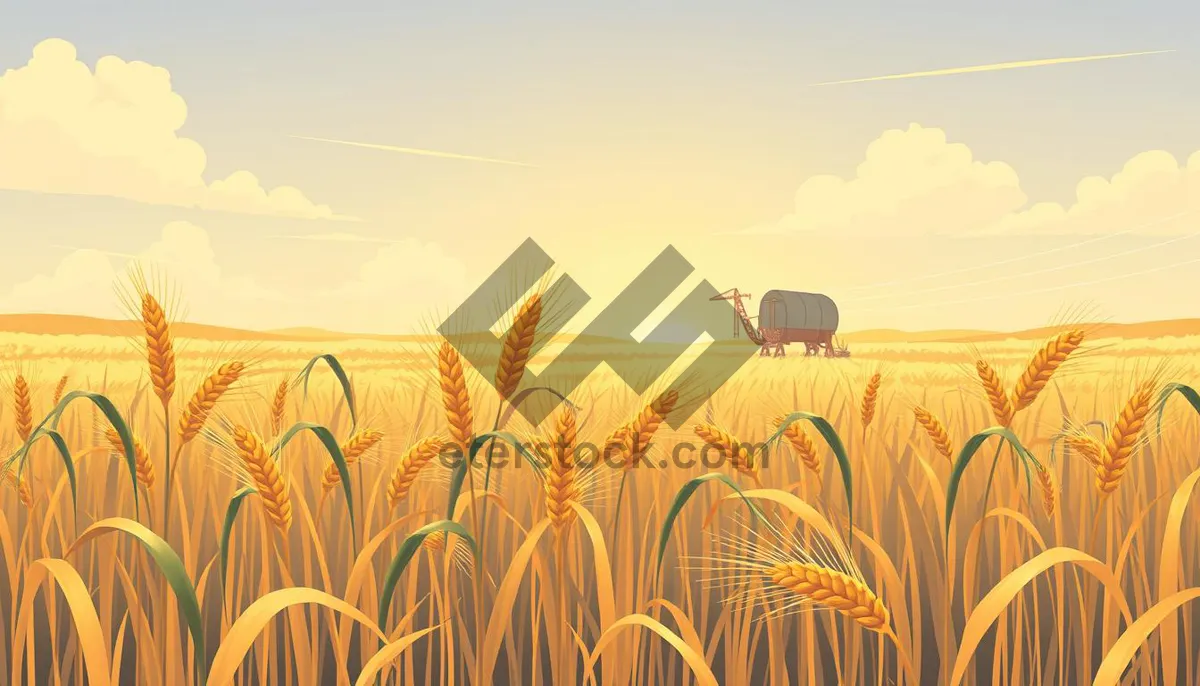 Picture of Golden Wheat Field Under Sunny Skies - Rural Landscape