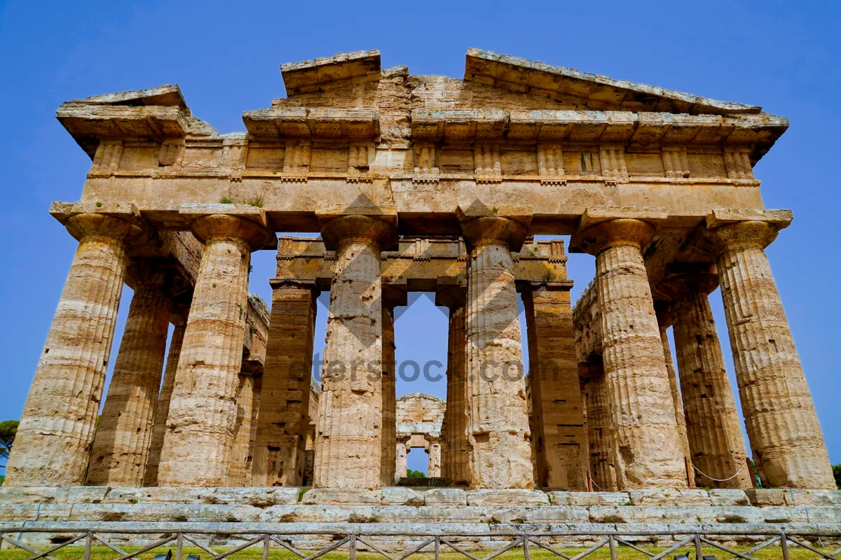 Picture of Ancient Roman Temple Ruins in Historic City Skyline