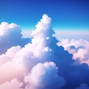 Vibrant Summer Sky with Fluffy Clouds