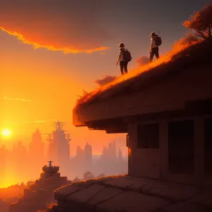 Majestic Sunset over Skyscraper Silhouettes