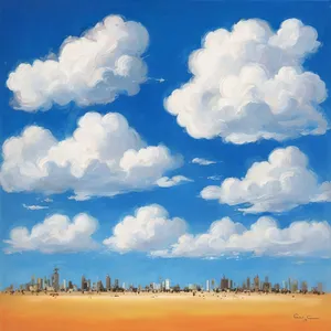 Fluffy Cumulus Clouds Over Azure Landscape