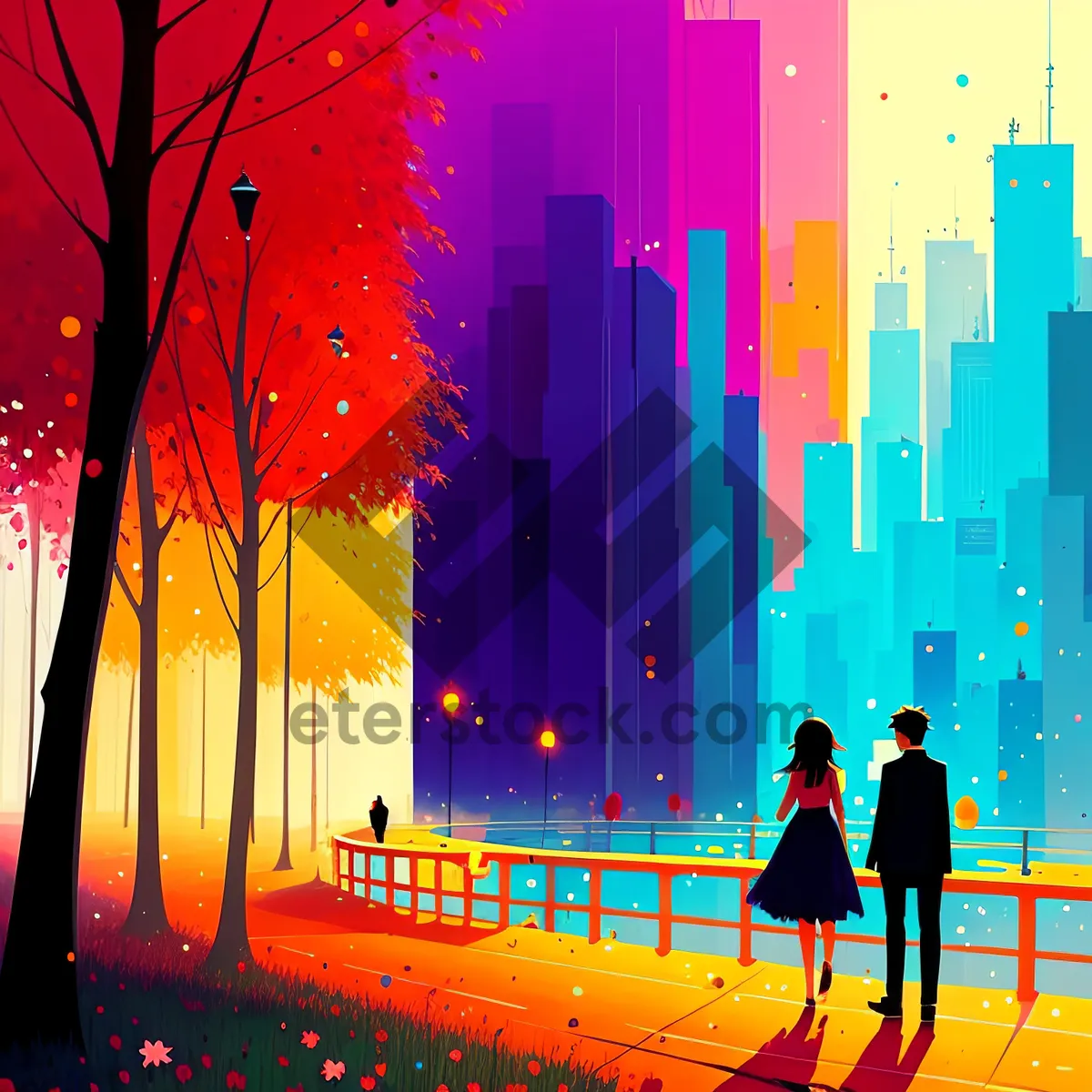 Picture of Vibrant Digital Art Wallpaper: Colorful Lighting Design