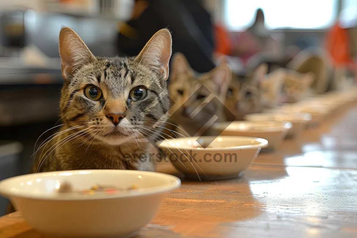 Picture of Curious Feline in a Mixing Bowl Cat Portrait