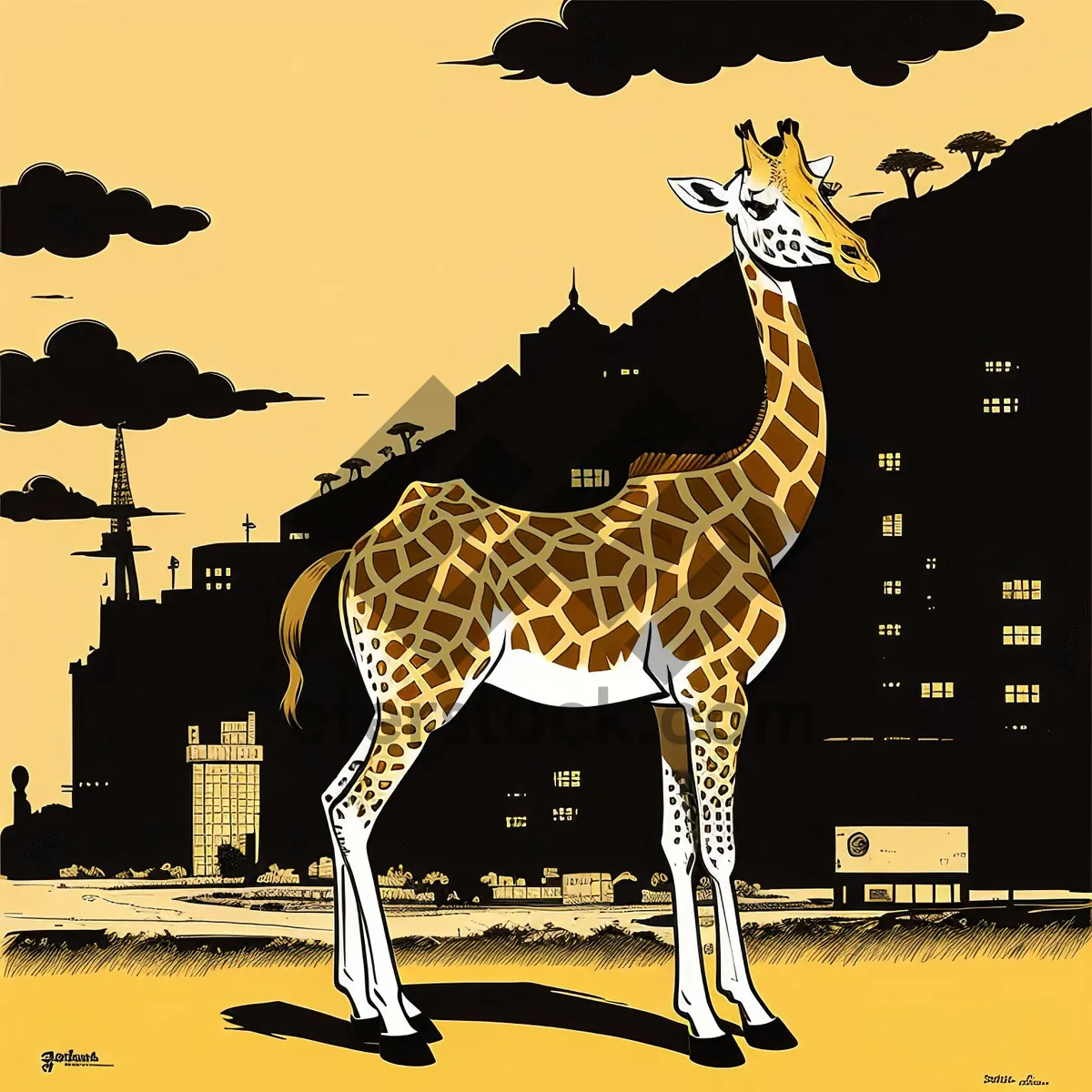 Picture of Majestic Wild Giraffe in Serengeti Safari