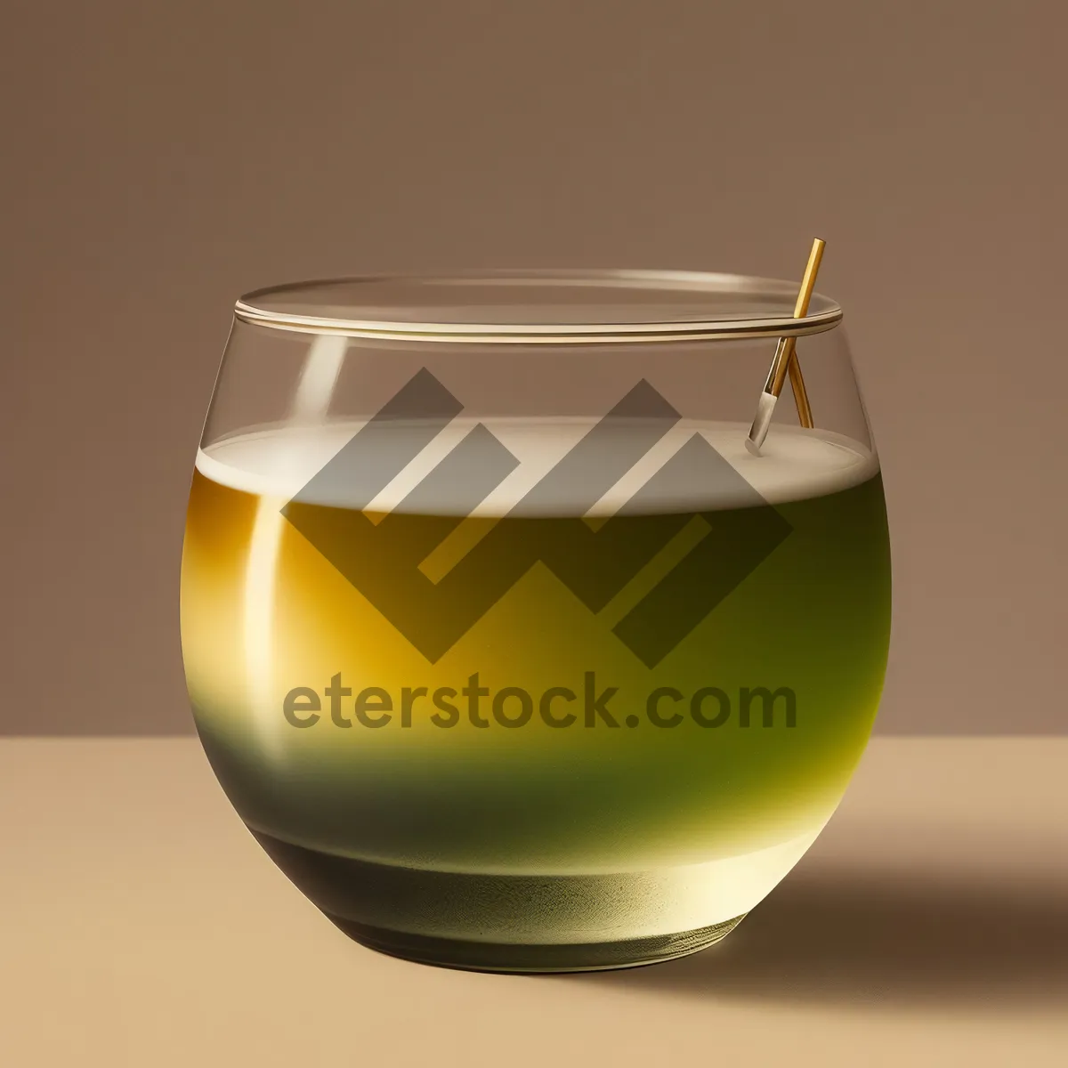 Picture of Healthy herbal tea in yellow glass cup.