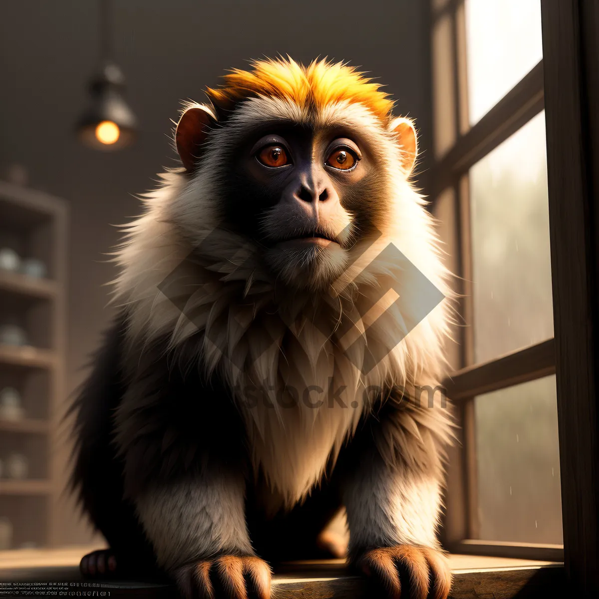 Picture of Majestic Wild Ape: Marmoset Monkey with Piercing Eyes