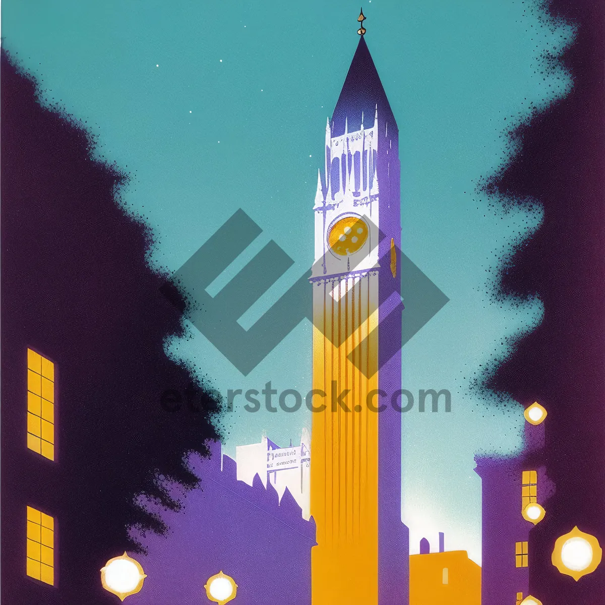 Picture of Iconic London Clock Tower against the Urban Skyline