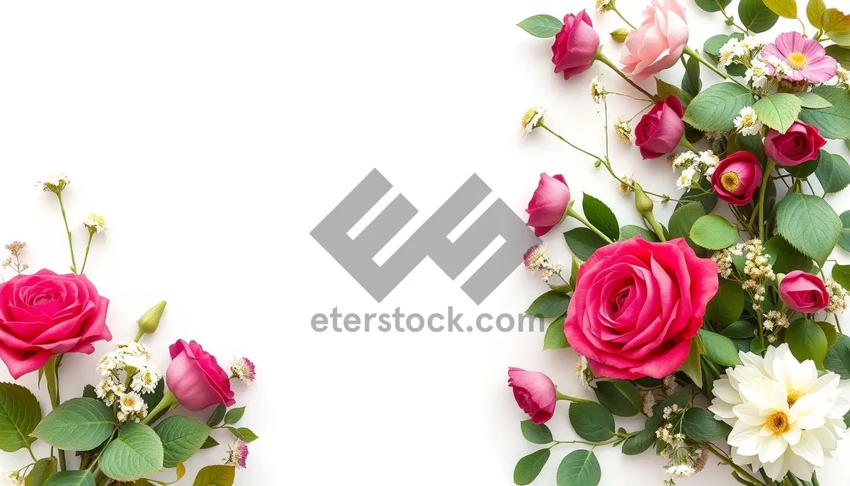 Picture of Romantic Floral Greeting Card with Pink Roses and Love