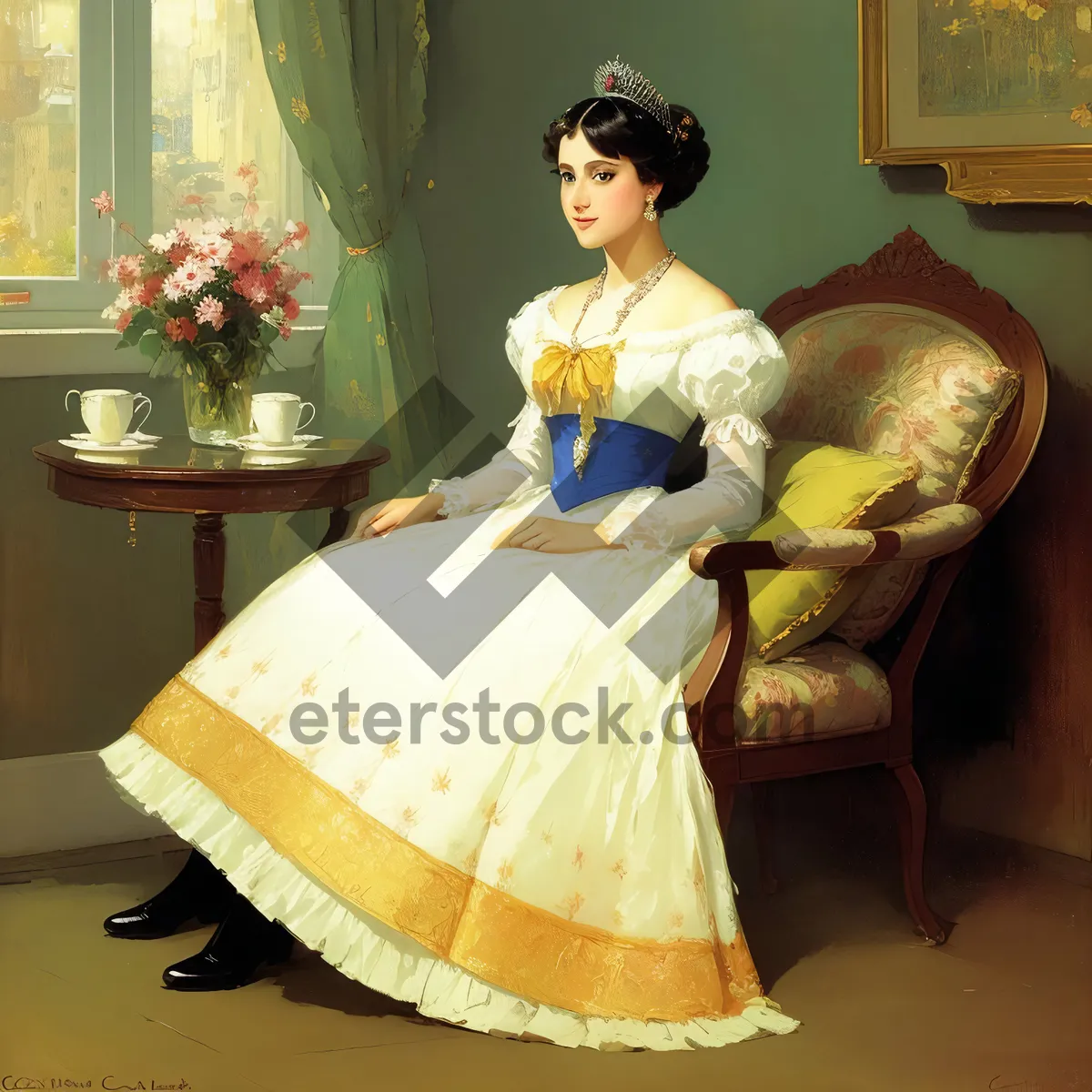 Picture of Blissful Wedding Love in Floral Gown