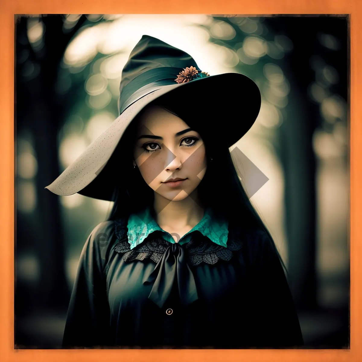 Picture of Stylish Academic Portrait: Studio Shot with Fashionable Lady in Black Gown and Hat