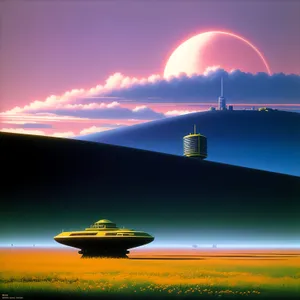 Serenity at Sunset: Sun-kissed Horizon Over Rural Landscape