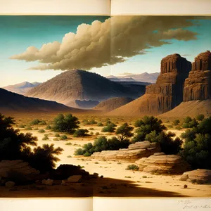 Desert Valley Skyline Amidst Sandstone Erosion