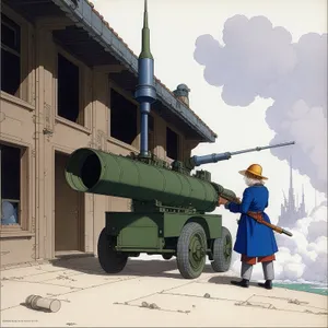 Vintage Field Artillery Cannon in Sky