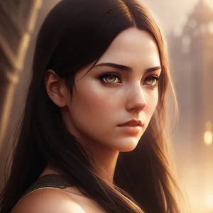 Stunning brunette beauty exudes allure in fashion portrait.