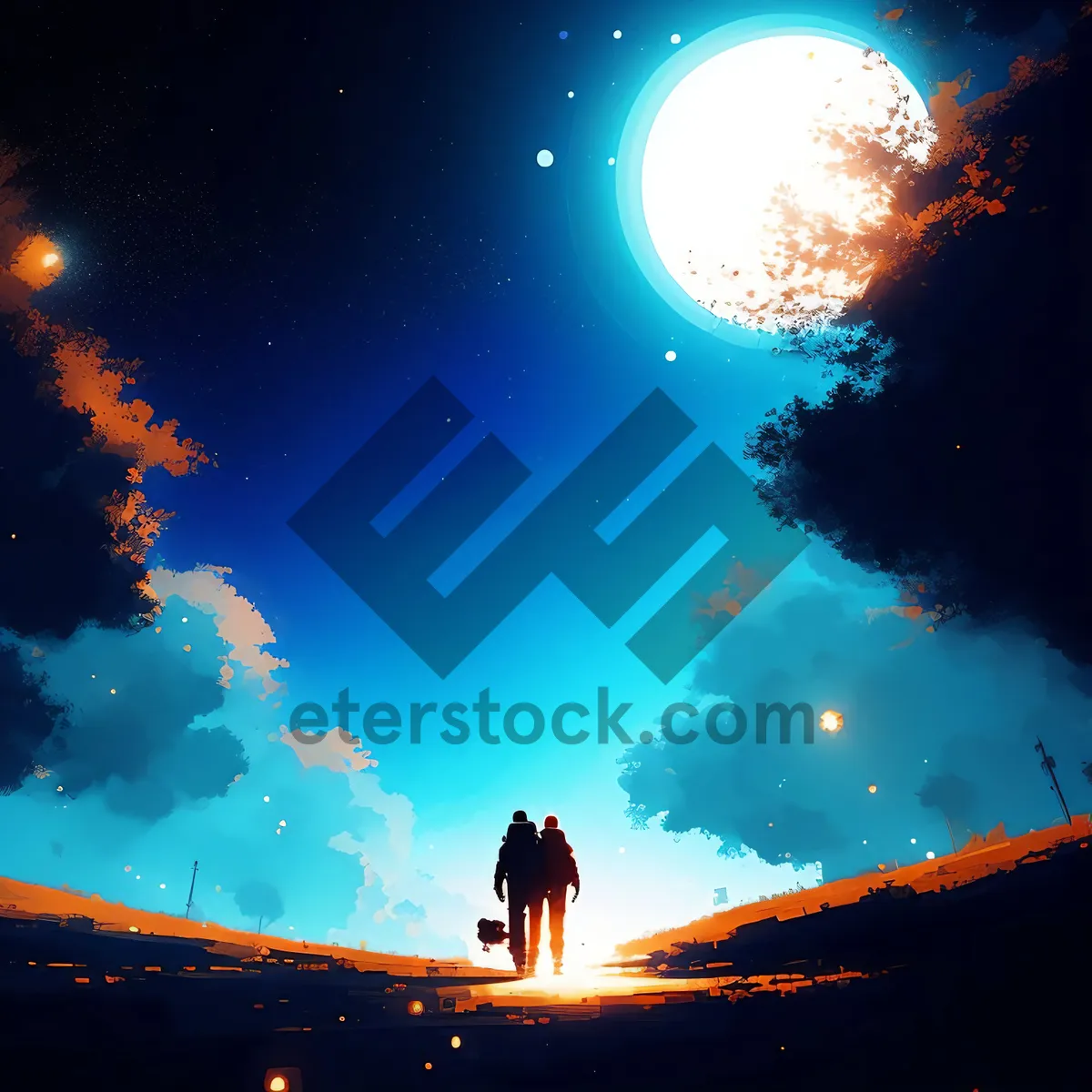 Picture of Starry Winter Night Sky Wallpaper - Celestial Graphic Design