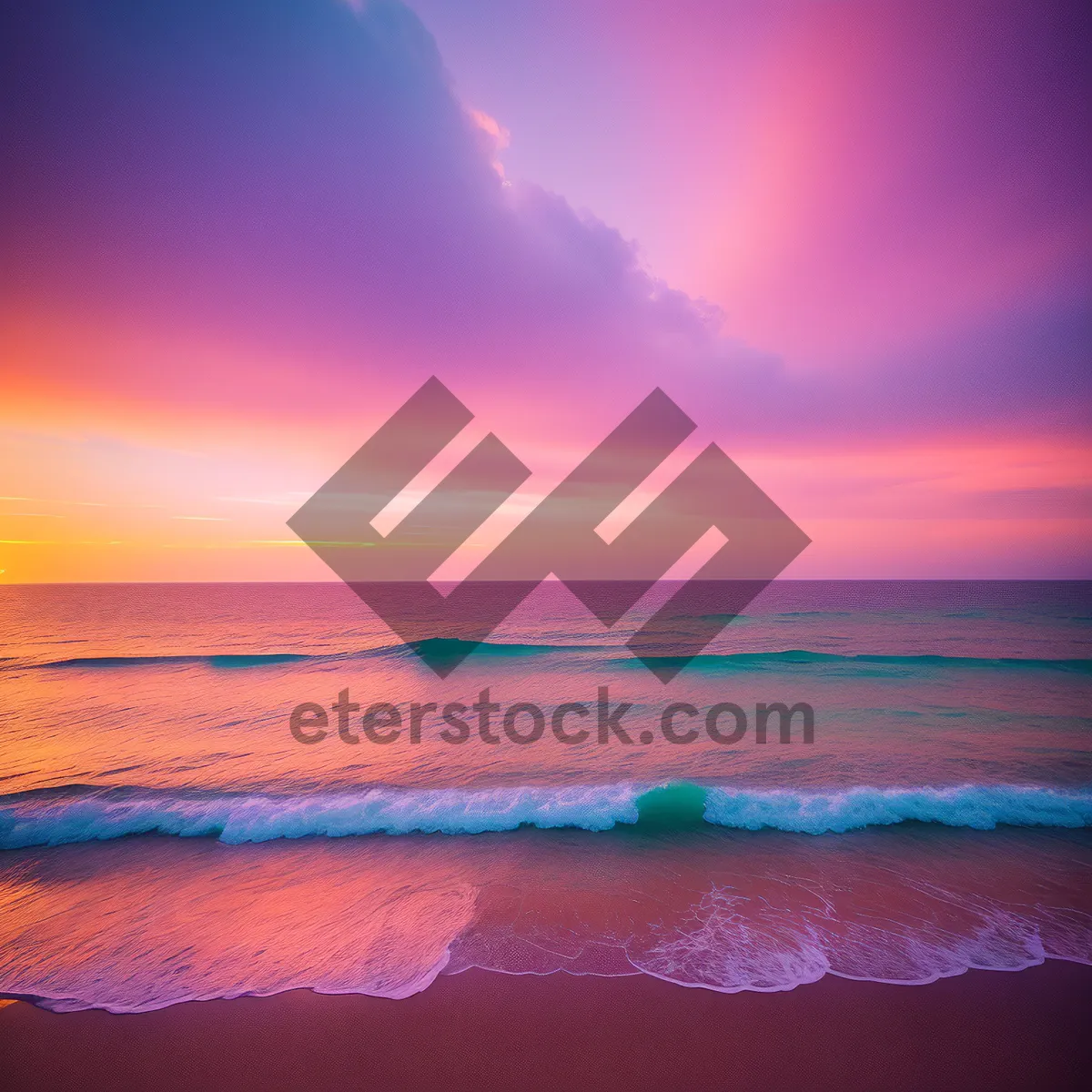 Picture of Serenity at Sunset: Coastal Seascape with Orange Sky