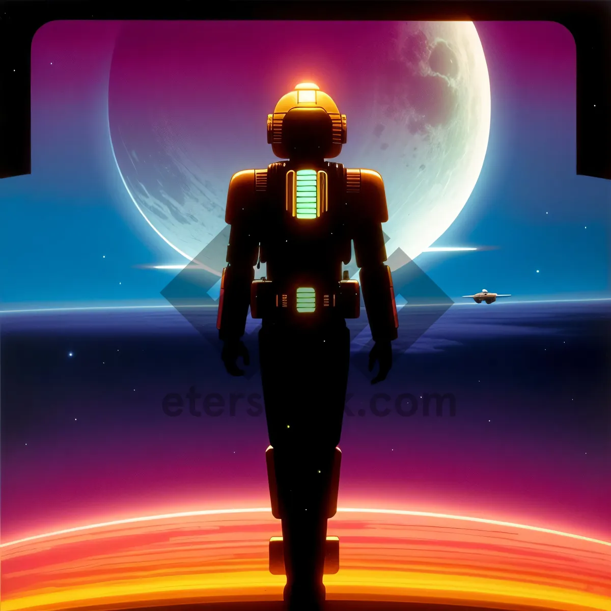 Picture of Patriotic Silhouette: Vibrant Flag-waving Crowd at Stadium