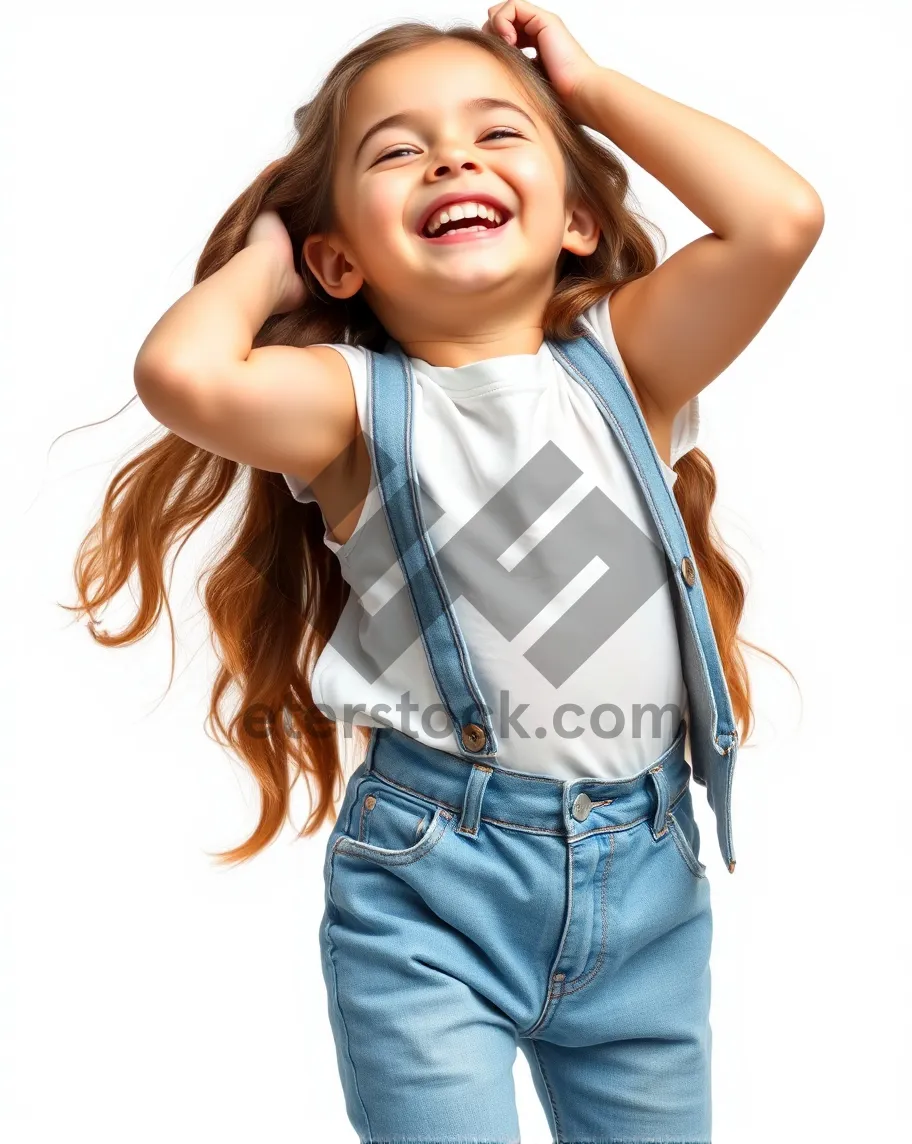 Picture of Smiling brunette lady model in casual fashion pose