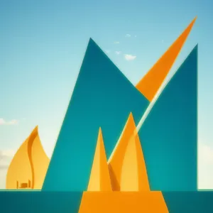 3D geometric pyramid shape icon symbol.