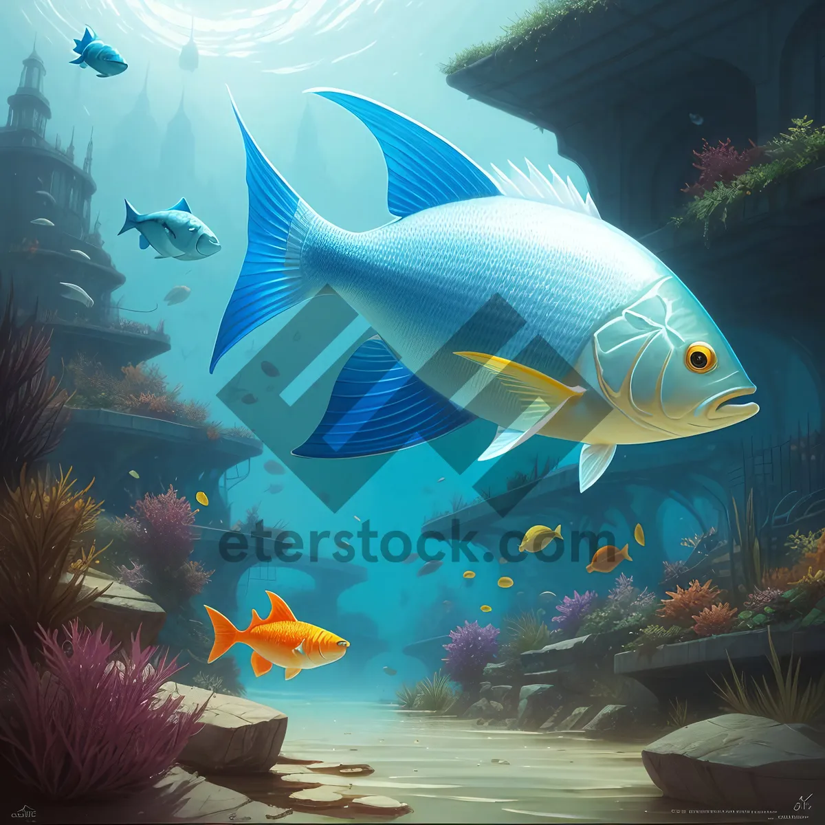 Picture of Vibrant Orange Marine Life in Coral Reef