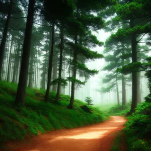 Serene Path Through Sunlit Forest