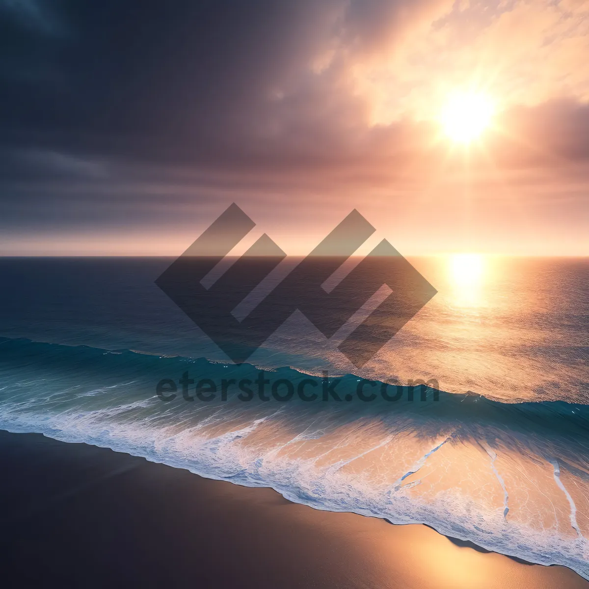 Picture of Golden Horizon over Serene Ocean Coast