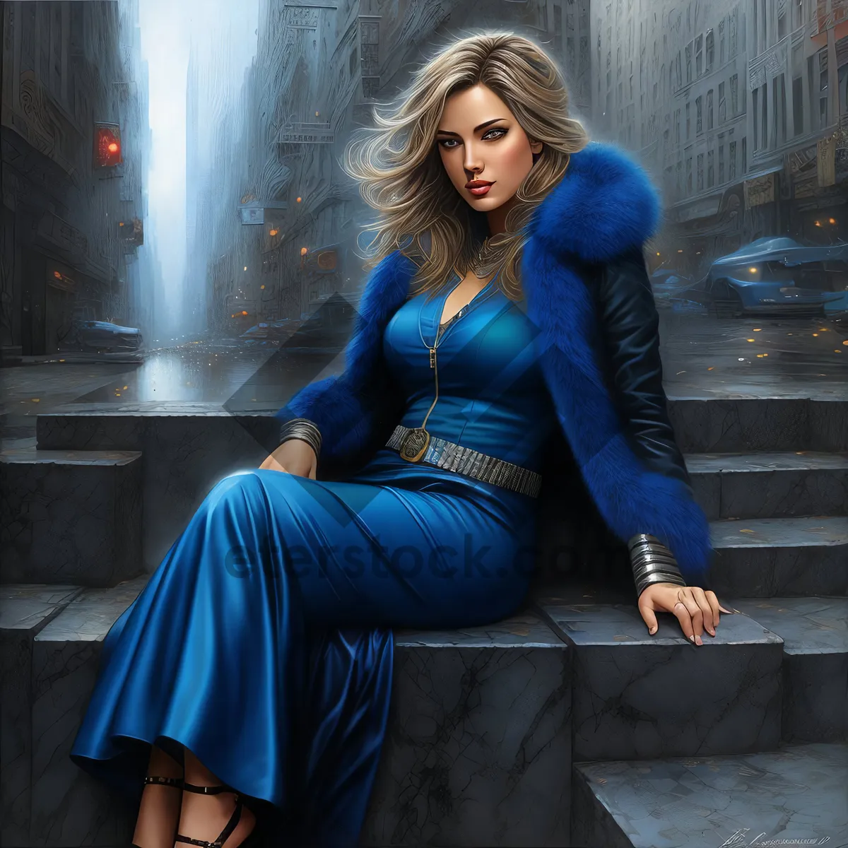 Picture of Sultry Blue Fashion Model Portrait