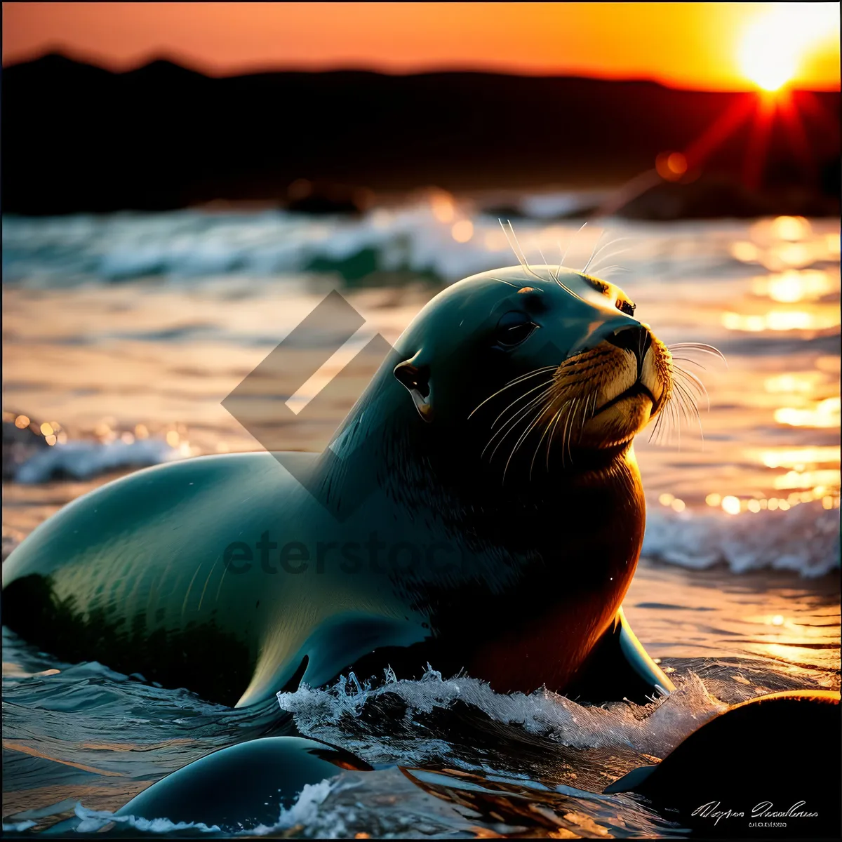 Picture of Seal Playfully Swimming in the Ocean