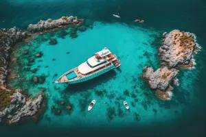 Tropical Shipwreck on Coast Beach Bay