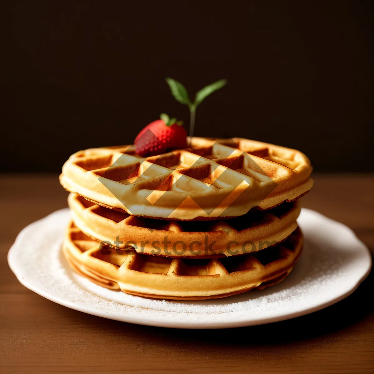 Picture of Delicious Breakfast Cake with Coffee and Strawberries