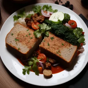 Fresh salad with grilled beef and vegetables.