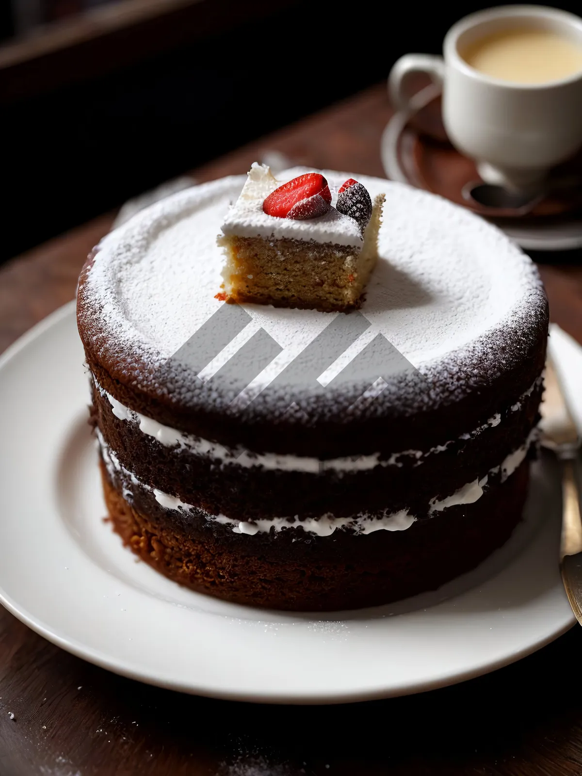 Picture of Delicious chocolate mint cake slice dessert