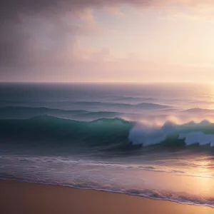 Golden Horizon: Sun Setting over Tropical Beach