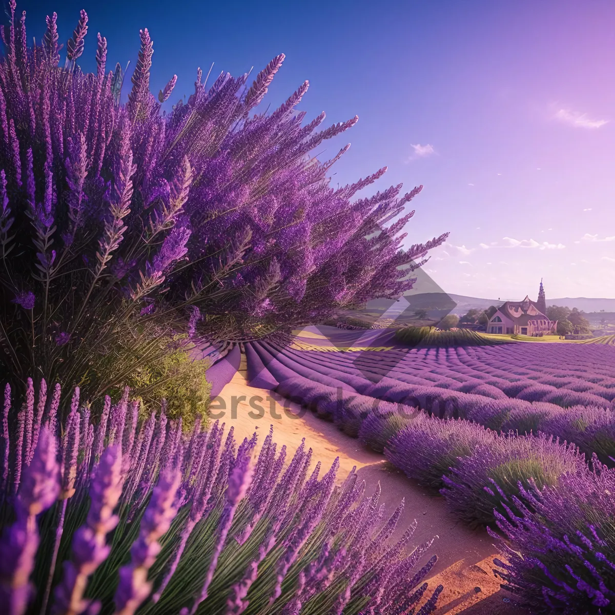 Picture of Vibrant Night Fireworks Illuminating Lavender Sky