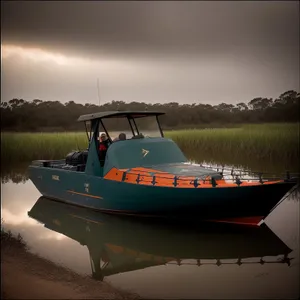 Coastal Motorboat at Dock