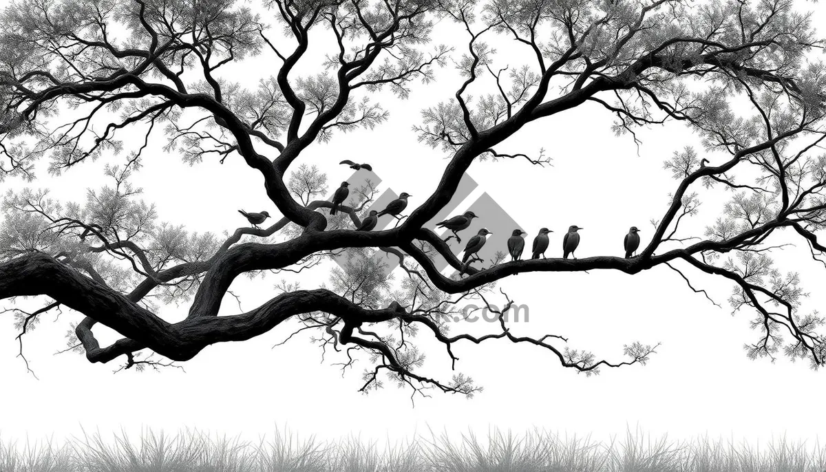 Picture of Silhouette of Oak Tree in Winter Sky
